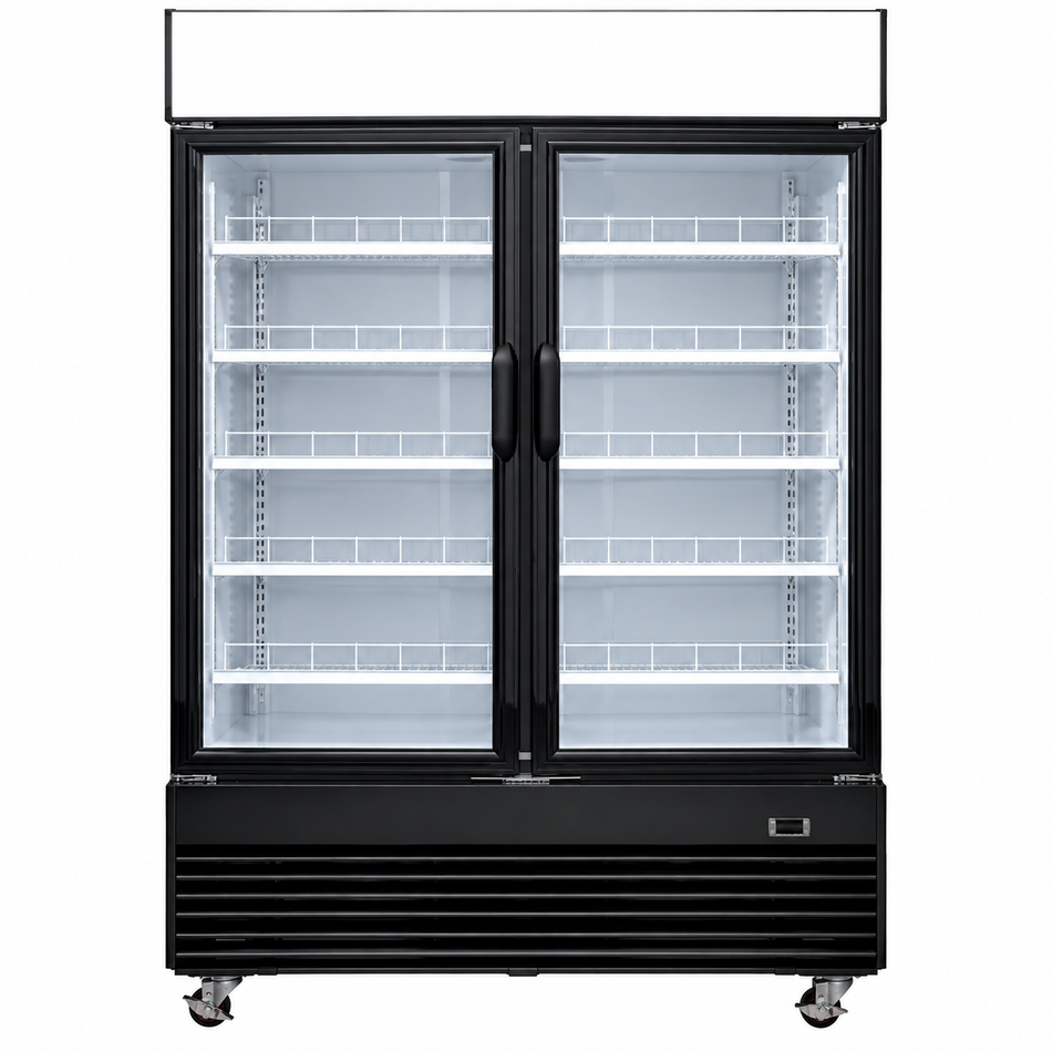 West Kitchen WM48F 48"W Commercial Glass Swing 2-Door Merchandiser Freezer