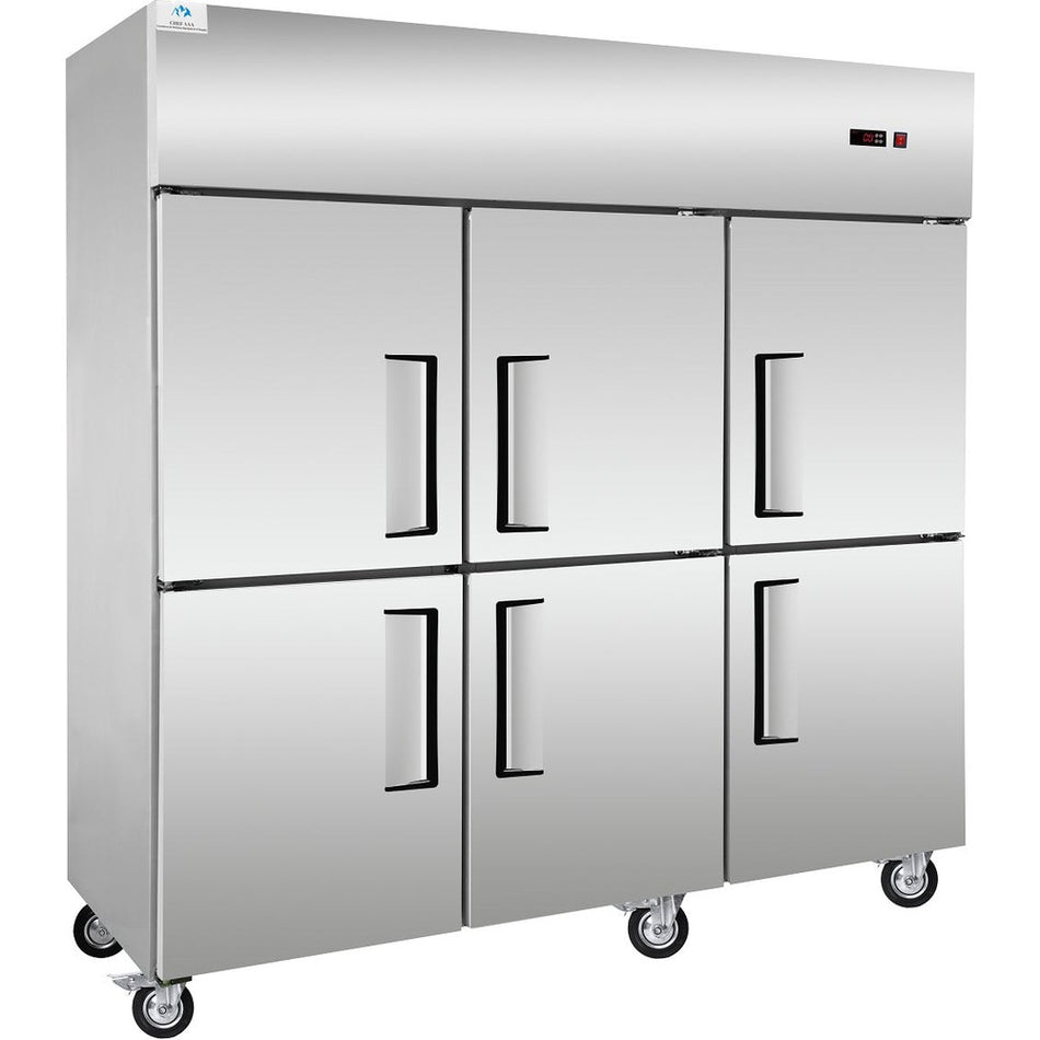 West Kitchen WSCD-660F 72" Reach-In Freezer with 6 Solid Half Doors