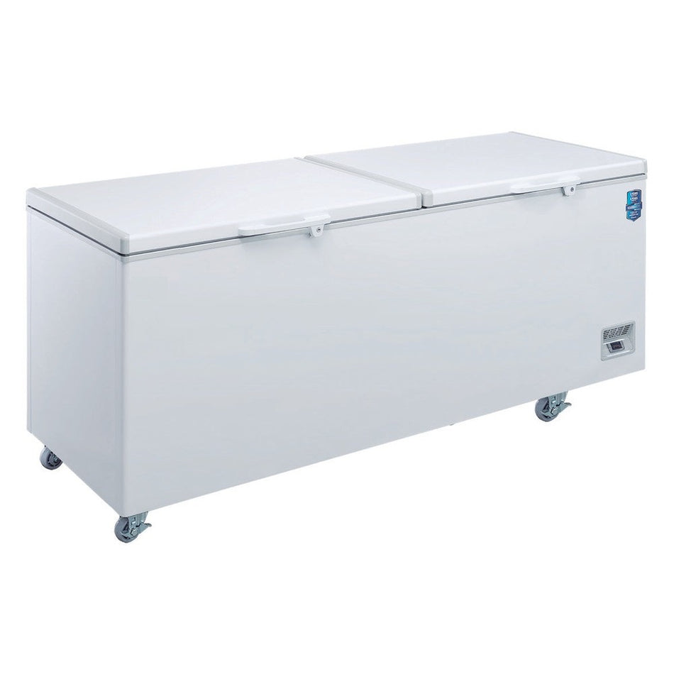 West Kitchen WDBG-620 72" White Chest Freezer With 2 Solid Lids