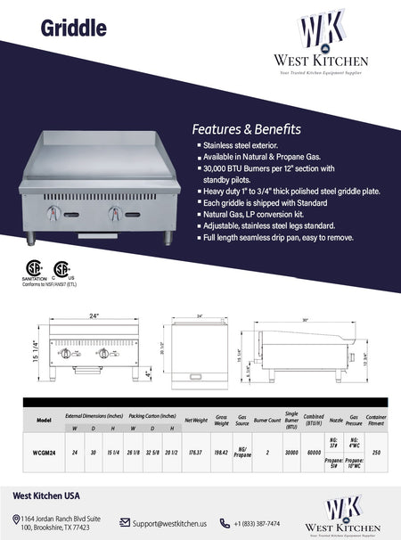 a brochure showing the features and benefits of a griddle