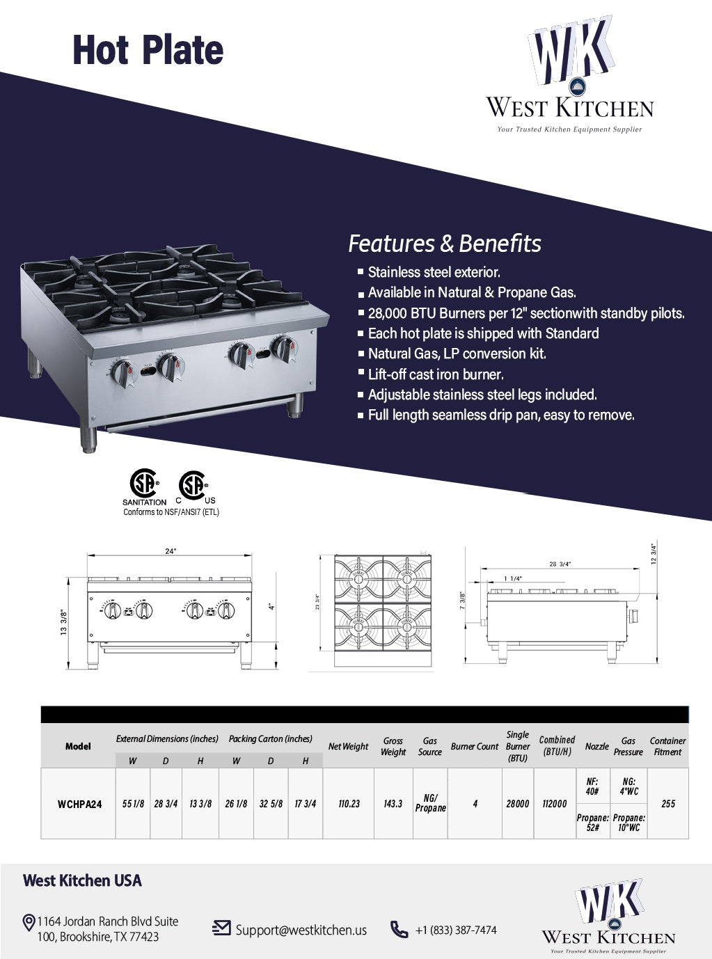 a brochure showing the features and benefits of a gas stove