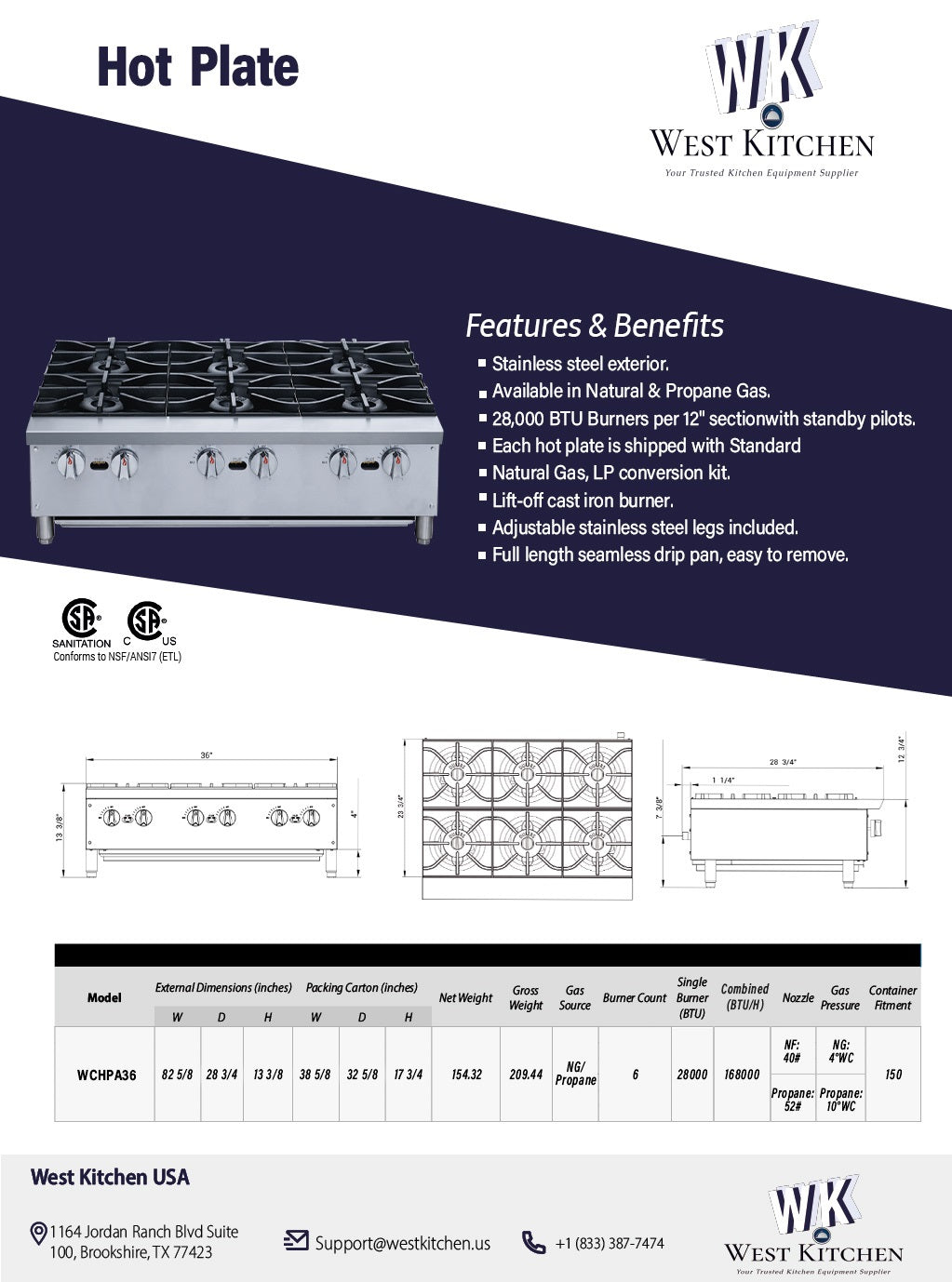 a brochure showing the features and benefits of a gas stove