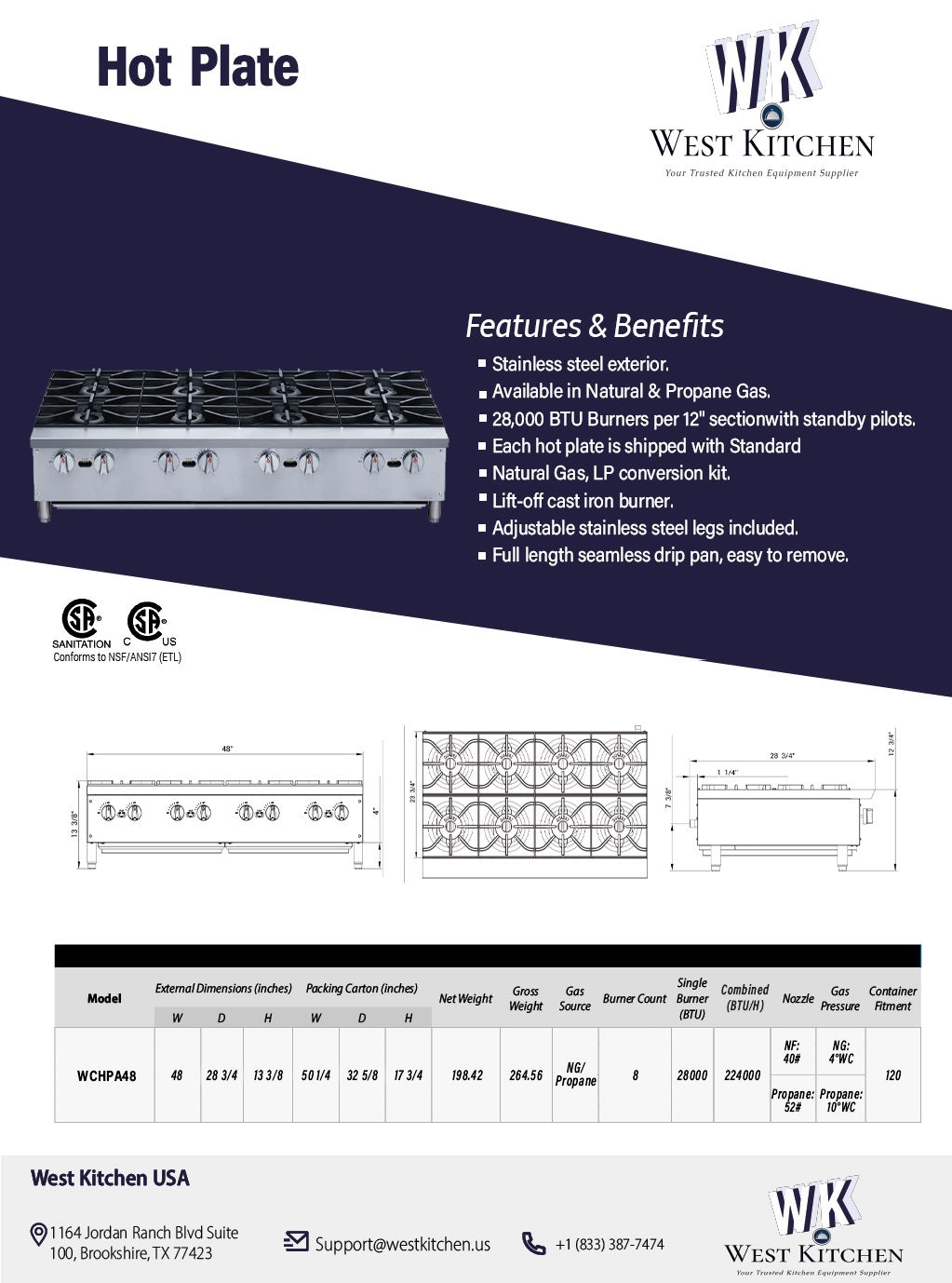 a brochure showing the features and benefits of a gas stove