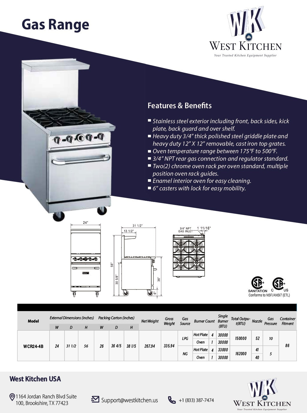 a brochure of a gas range