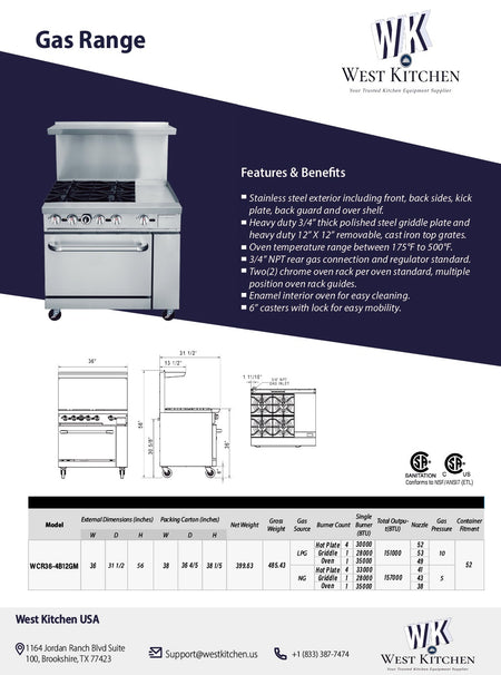 the gas range features and benefits