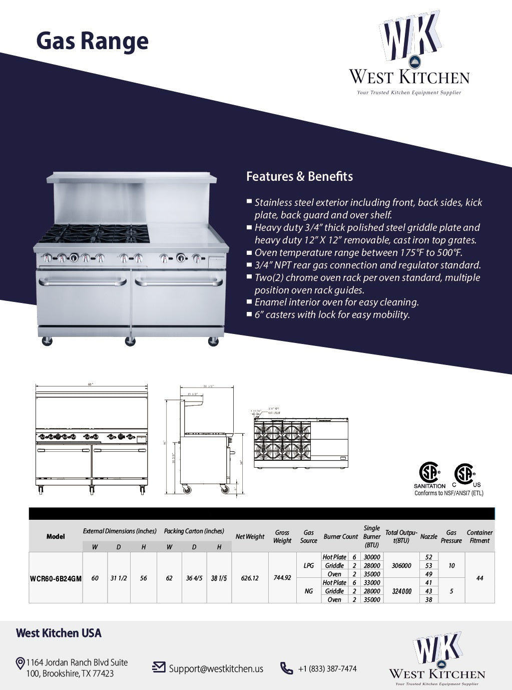 a brochure of a gas range