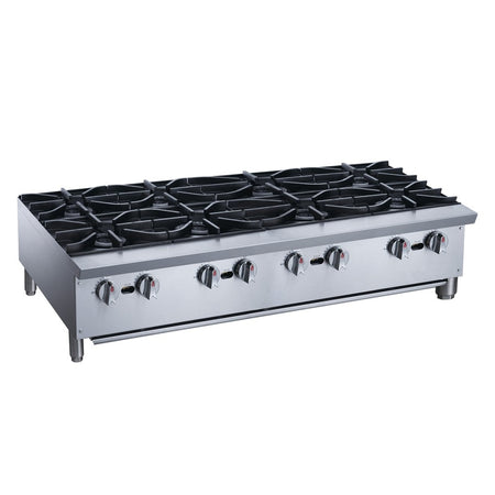 a stainless steel stove top with four burners