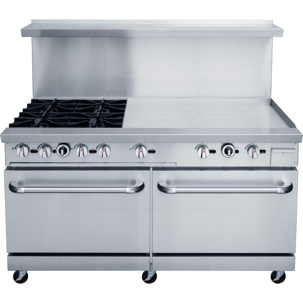 a large stainless steel oven with two burners