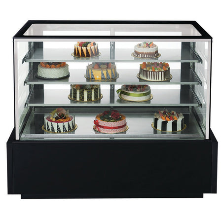 a display case filled with lots of cakes